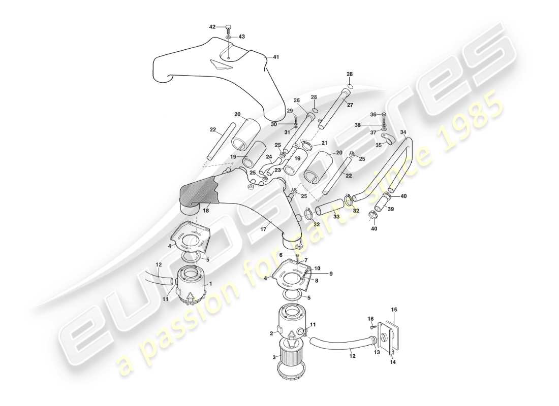 un diagramma delle parti dal catalogo delle parti aston martin v8 virage (1999)