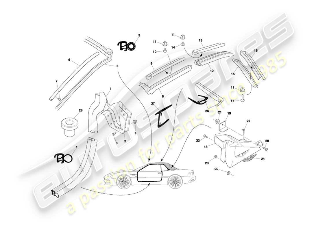 un diagramma delle parti dal catalogo delle parti aston martin db7 vantage (1999)
