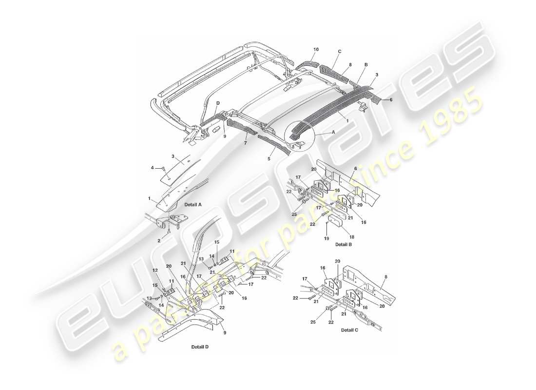 un diagramma delle parti dal catalogo delle parti aston martin v8 virage