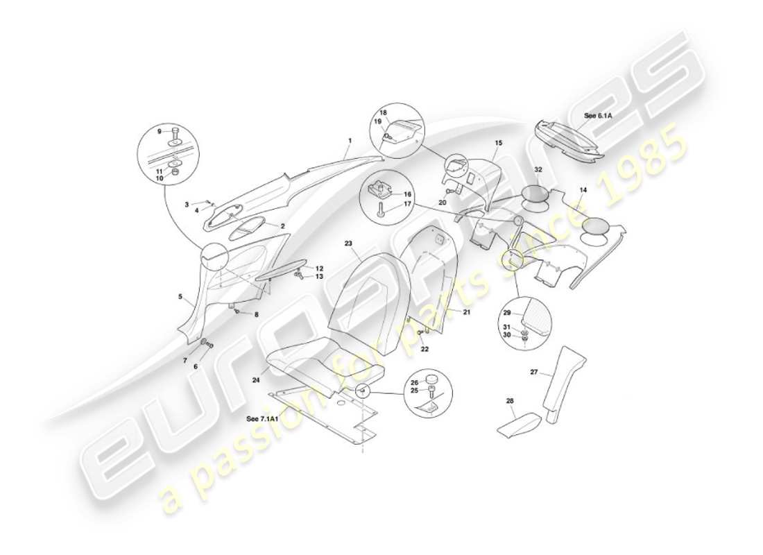 aston martin vanquish (2004) rivestimento posteriore, 2+2 diagramma delle parti