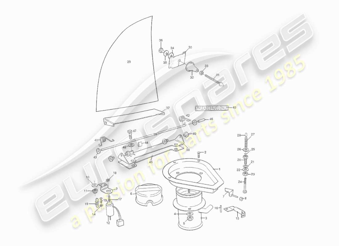 aston martin v8 virage (2000) sportelli del serbatoio del carburante diagramma delle parti