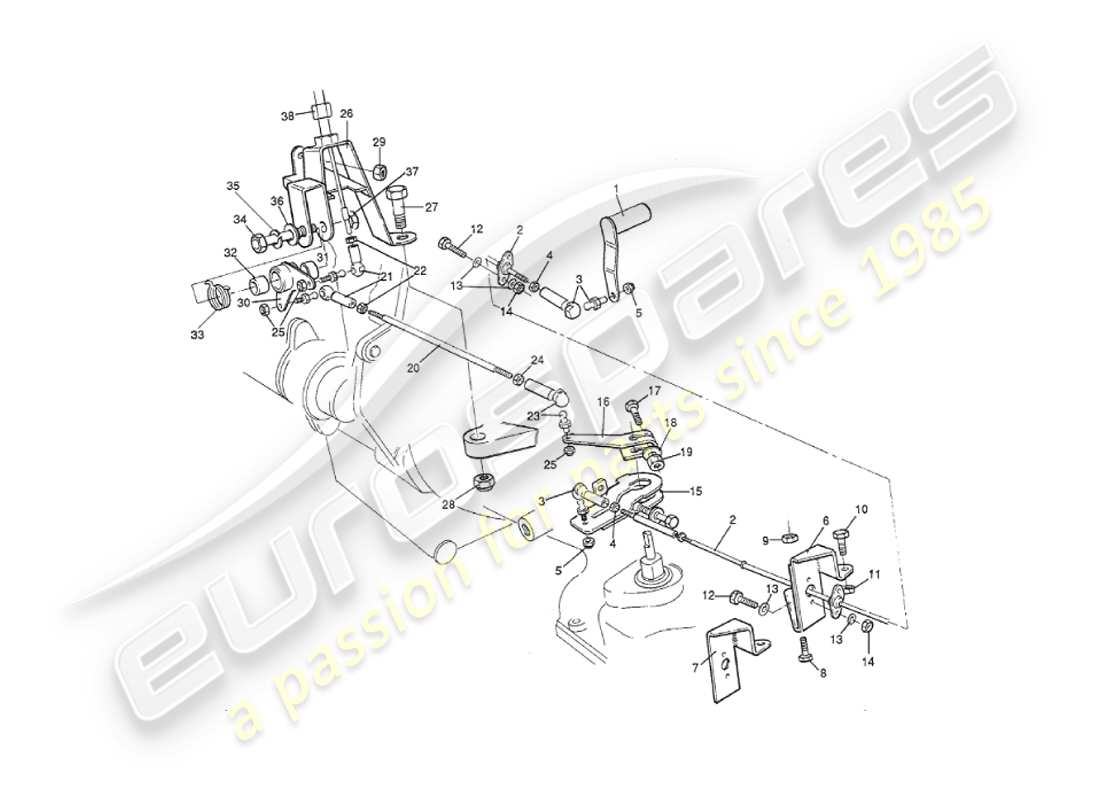 aston martin v8 virage (2000) 4 selettore di velocità, collegamento gearox, volante, circa vin 60043 sul diagramma delle parti