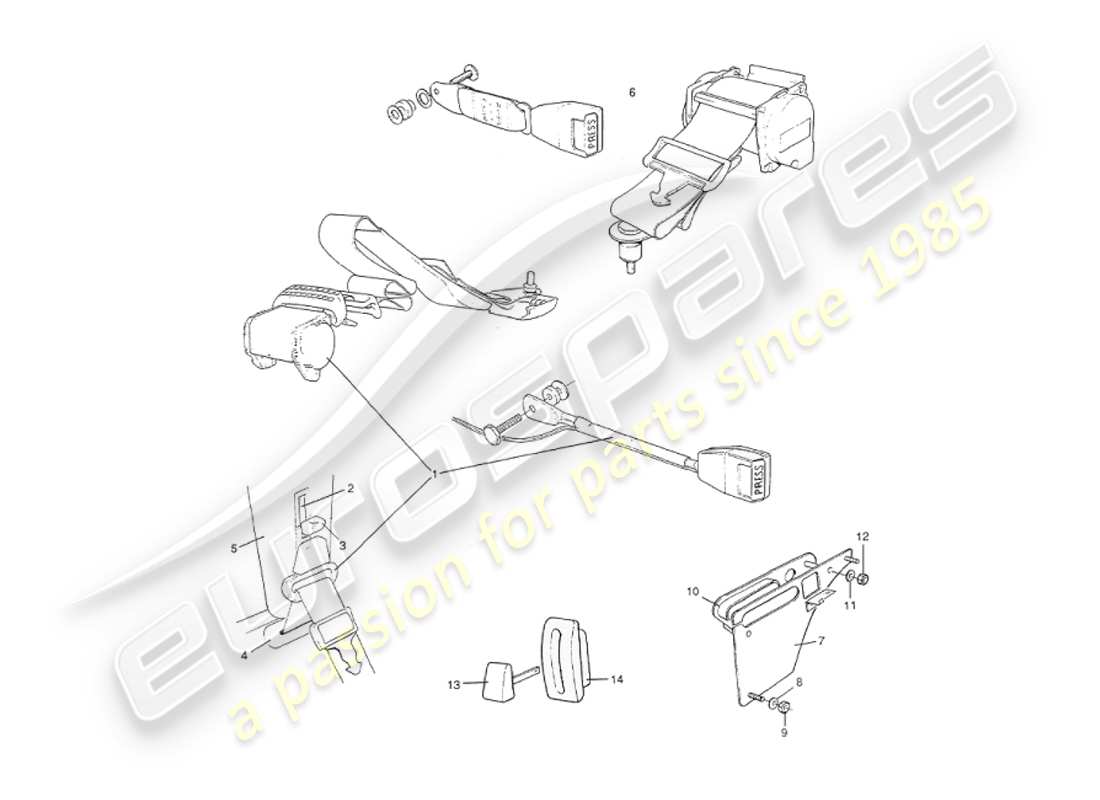 aston martin v8 virage (1999) schema delle parti delle finiture interne, delle finiture dei sedili e dei sedili europei