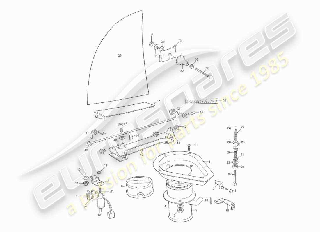 aston martin v8 virage (1999) sportelli del serbatoio del carburante diagramma delle parti