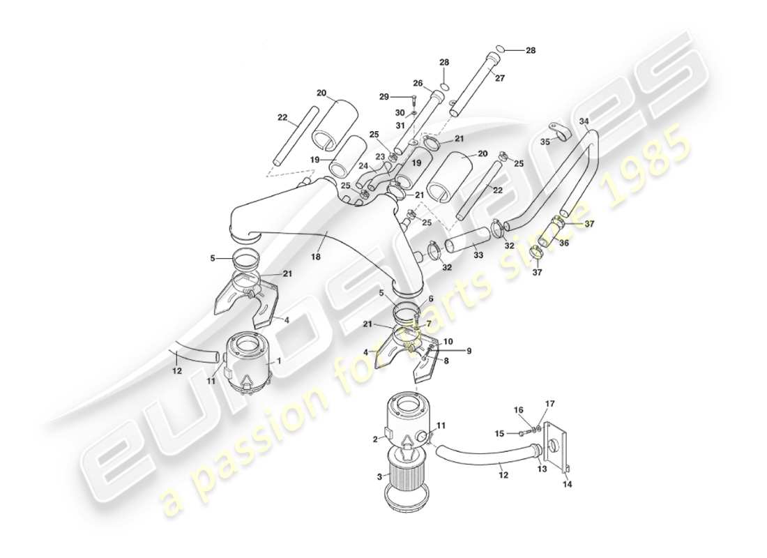aston martin v8 virage (2000) filtri dell'aria, schema delle parti secondo vin 60224