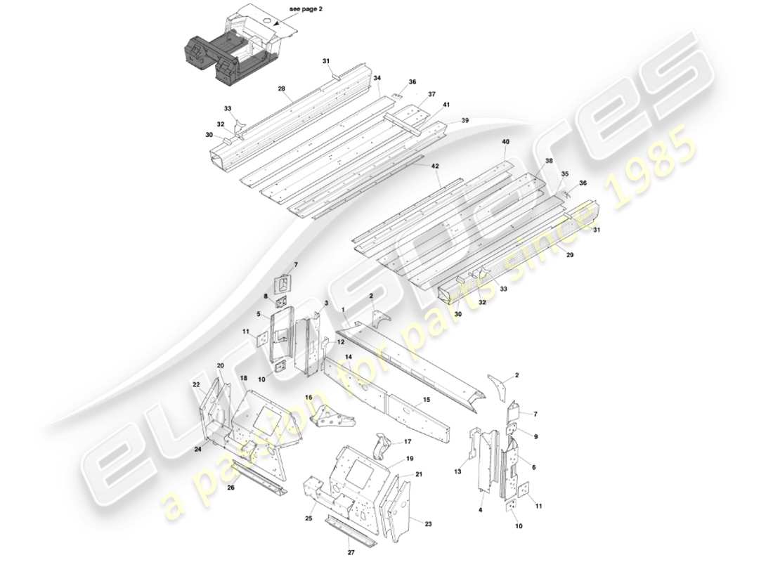 aston martin vanquish (2001) underbody1 diagramma delle parti