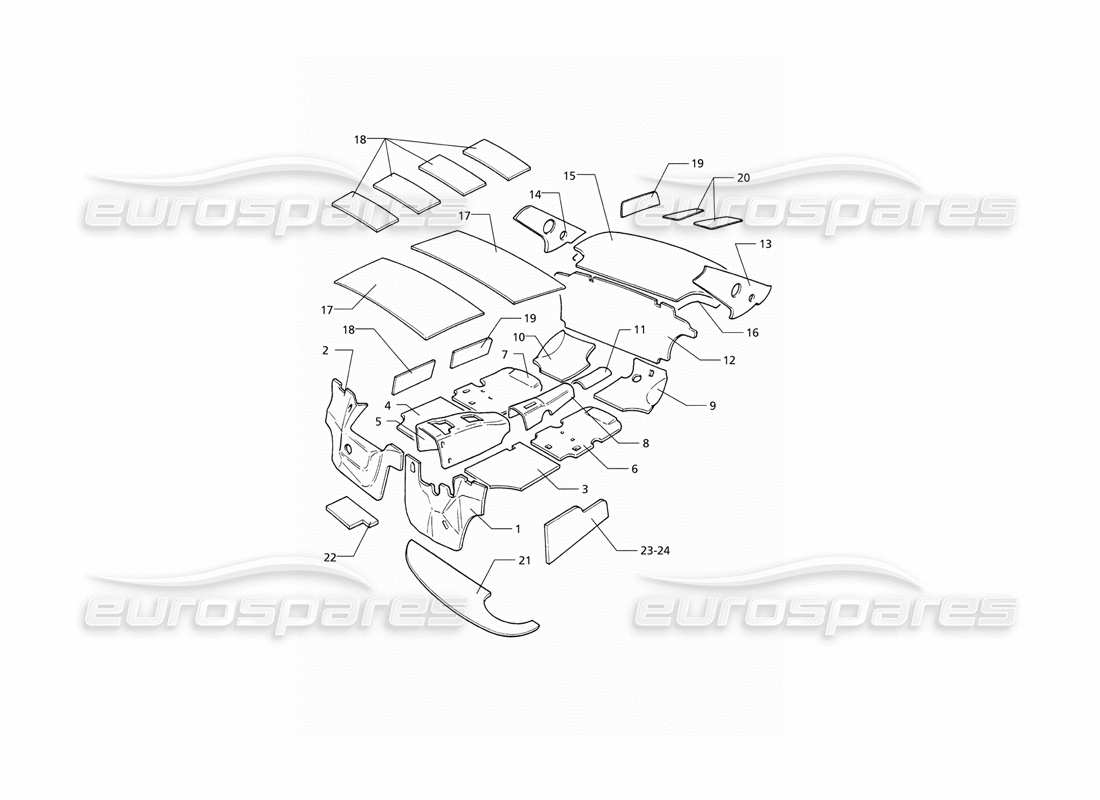 maserati qtp v8 (1998) isolamento (guida a sinistra) diagramma delle parti
