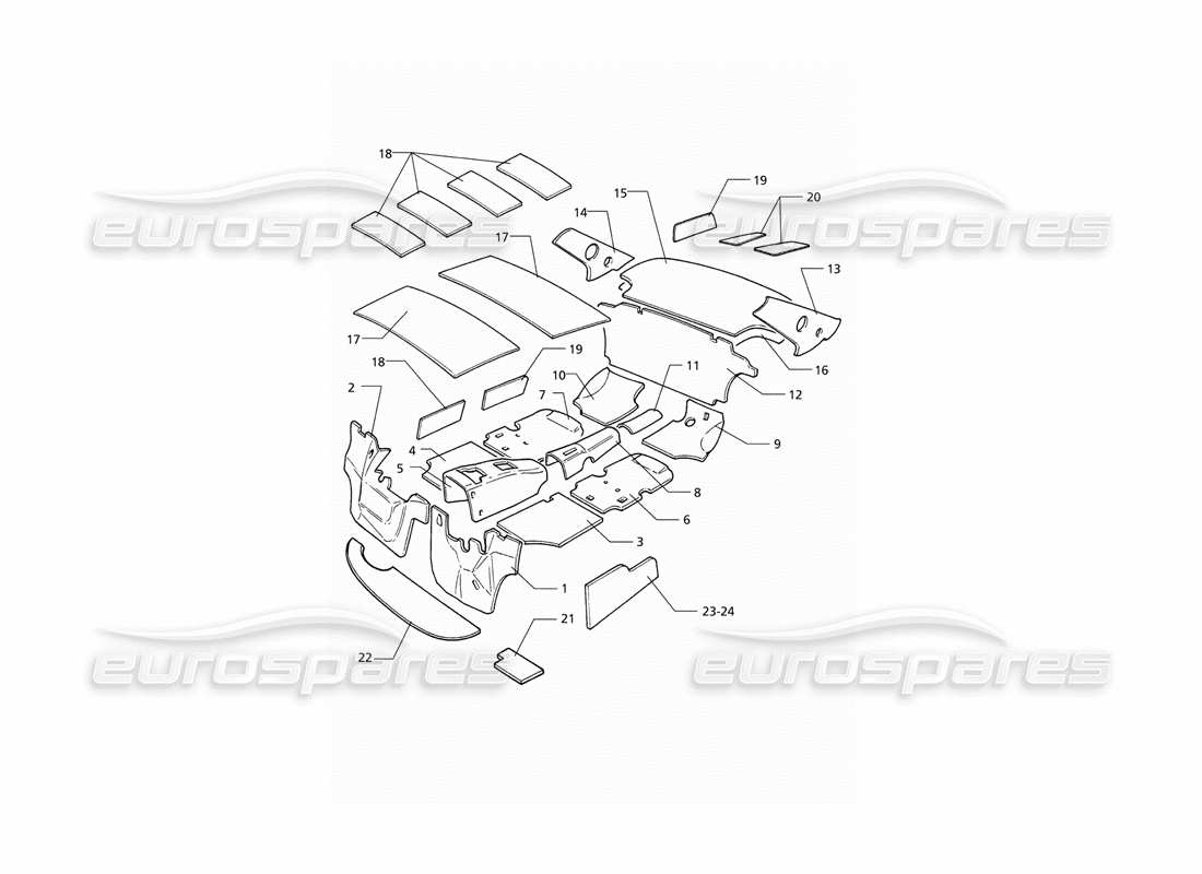 maserati qtp v8 (1998) isolamento (guida a destra) diagramma delle parti