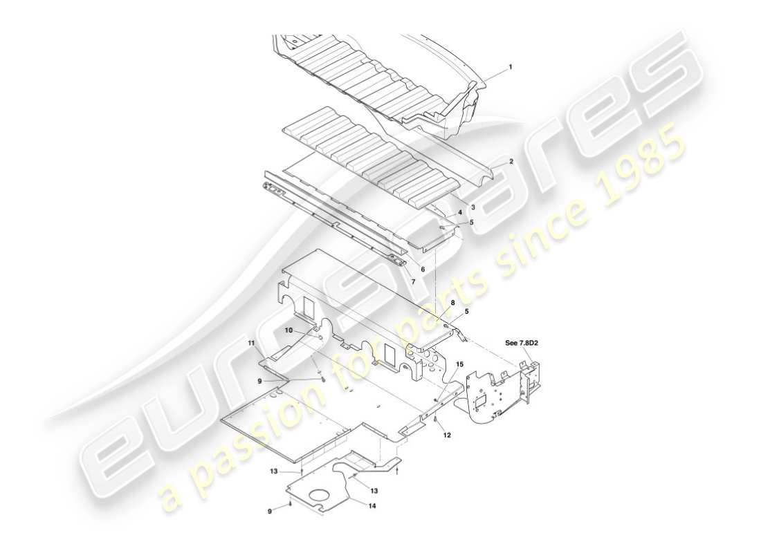 aston martin vanquish (2007) deflettori e scudi di calore diagramma delle parti