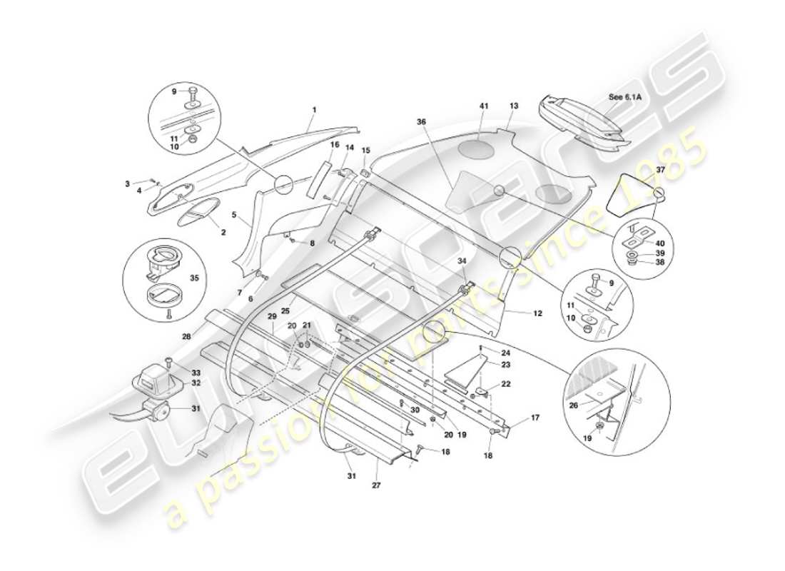 aston martin vanquish (2007) rivestimento posteriore, 2+0 diagramma delle parti