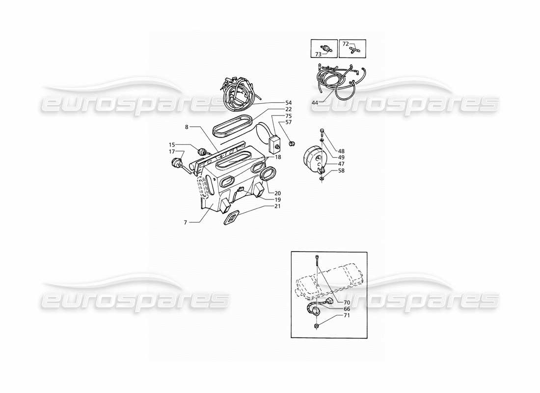 maserati qtp v8 (1998) diagramma delle parti del gruppo climatizzatore automatico (rhd).