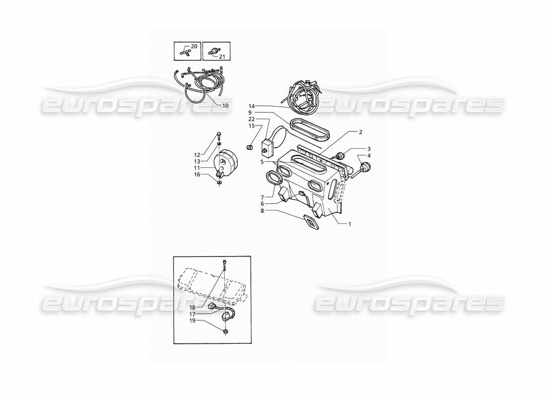 maserati qtp v8 (1998) diagramma delle parti del gruppo climatizzatore automatico (lhd).