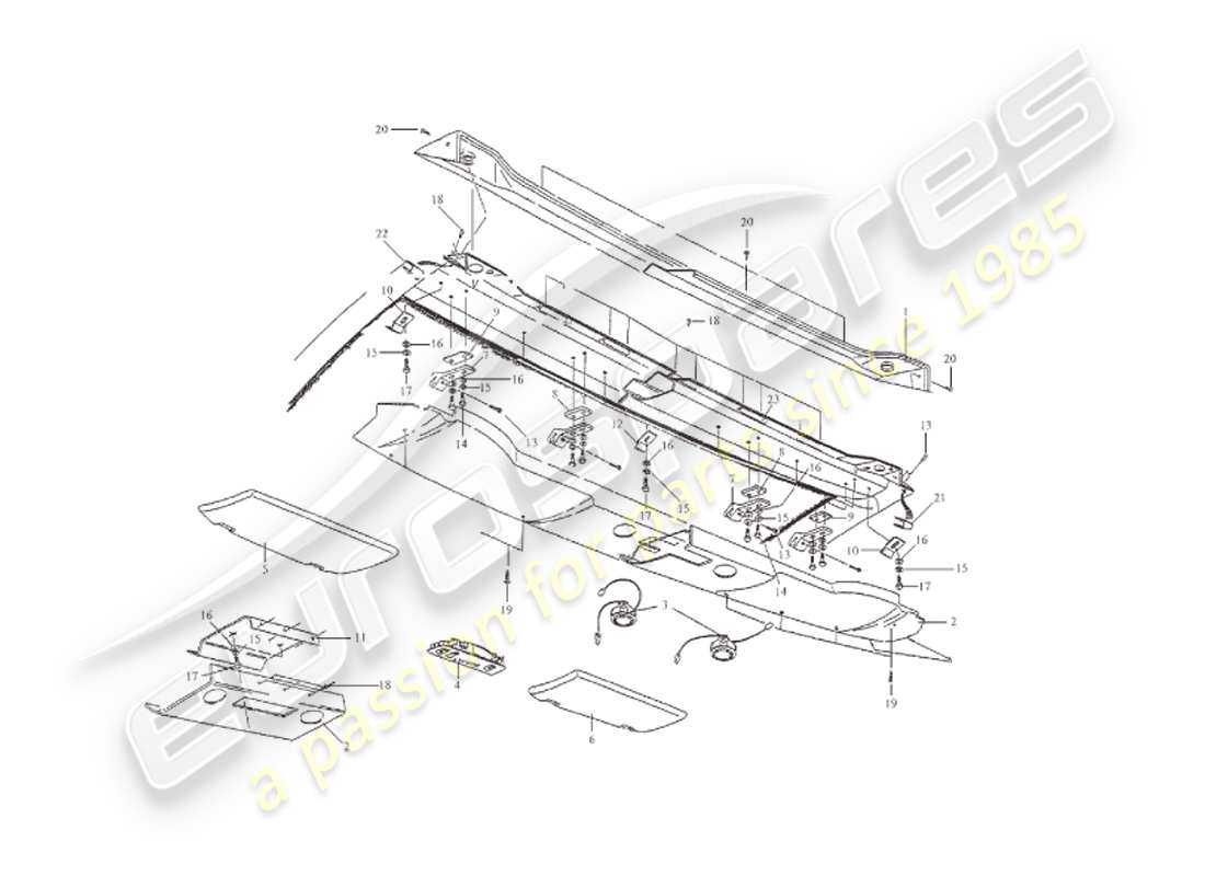 aston martin v8 virage (1999) guida di testata, diagramma delle parti volante