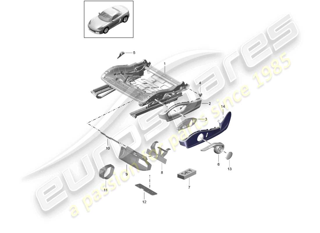 porsche 2025 (718 boxster) telaio del sedile sedile sportivo accessori staffa estintori schema delle parti