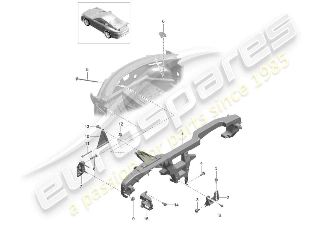 porsche 2021 (991-2 r/gt3/rs) schema delle parti del cruscotto del telaio di sostegno