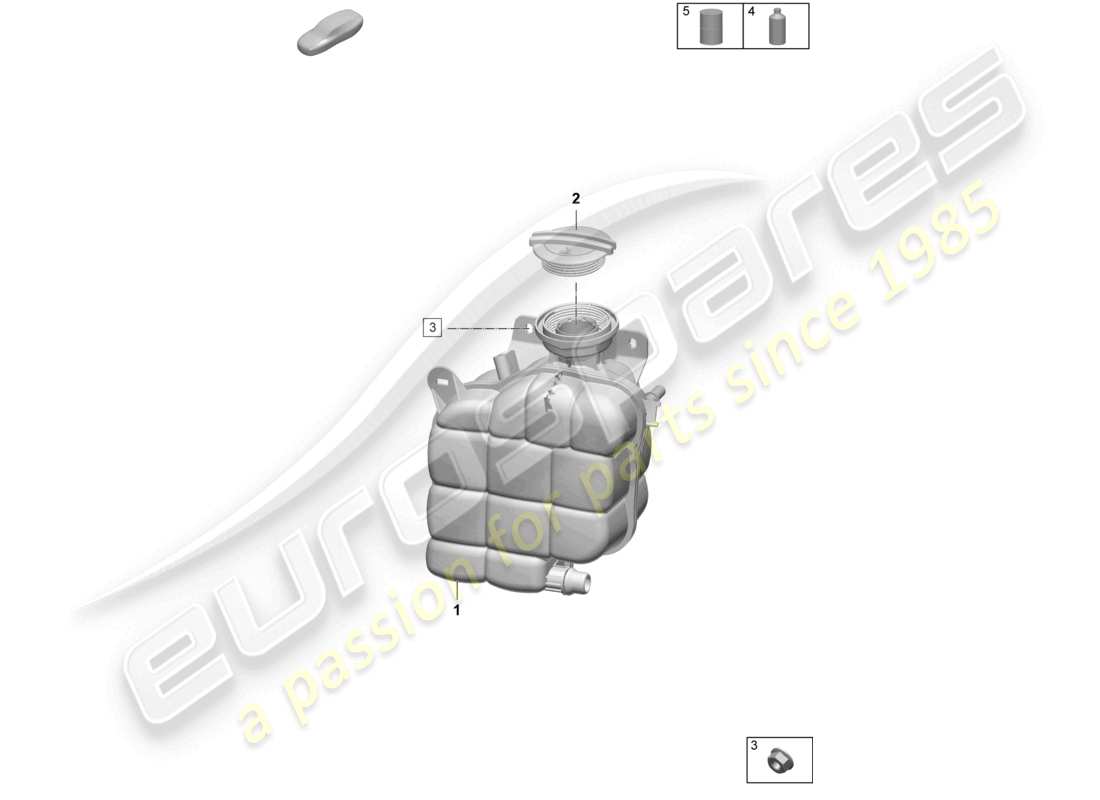 porsche 2025 (taycan 9j1-2) serbatoio di espansione del liquido di raffreddamento additivo per liquido di raffreddamento diagramma delle parti