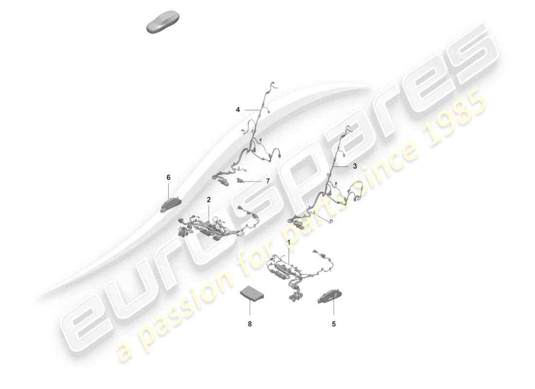 porsche 2021 (panamera 971-2) cablaggi schienale del sedile sedile standard schema delle parti