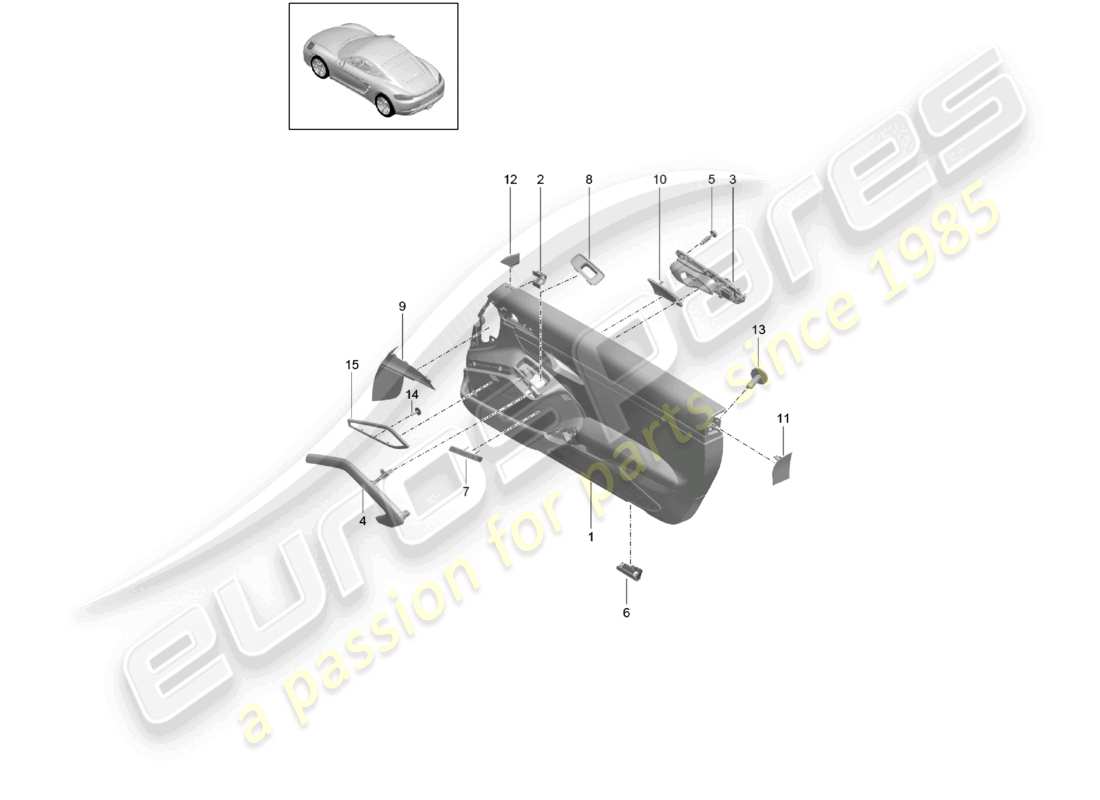 porsche 2023 (718 cayman) pannello porta accessori pannello di rivestimento per rivestimento porta alluminio anodizzato gts 4.0 schema dei componenti