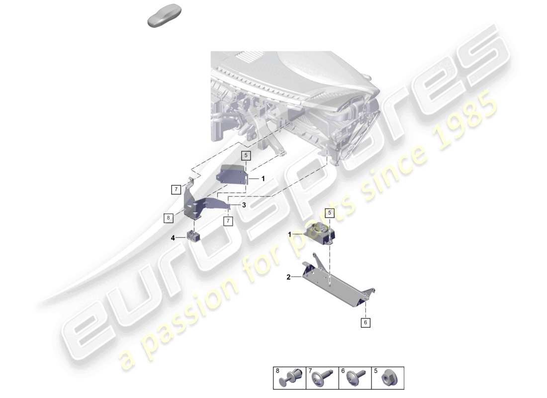 porsche 2025 (992-2 gt3) schema delle parti dell'altoparlante per chiamate di emergenza