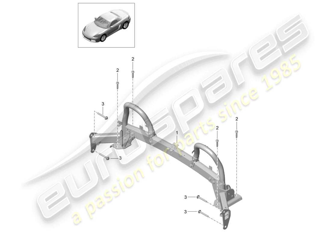 porsche 2023 (718 boxster) diagramma delle parti del roll bar