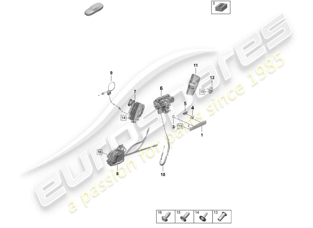 porsche 2026 (taycan 9j1-2) maniglia della portiera, posteriore esterna serratura della portiera accessori diagramma delle parti