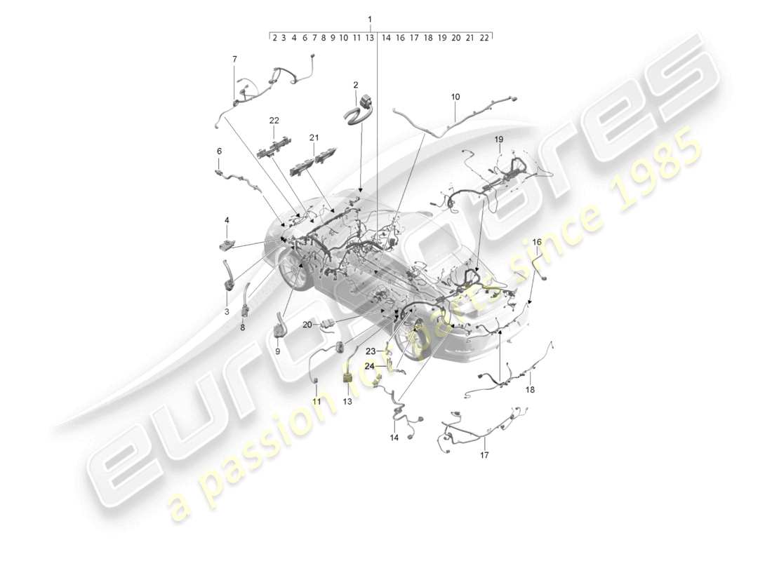 porsche 2021 (991-2 r/gt3/rs) cablaggi cablaggio abitacolo e sezione parti d - mj 2018>> schema parti