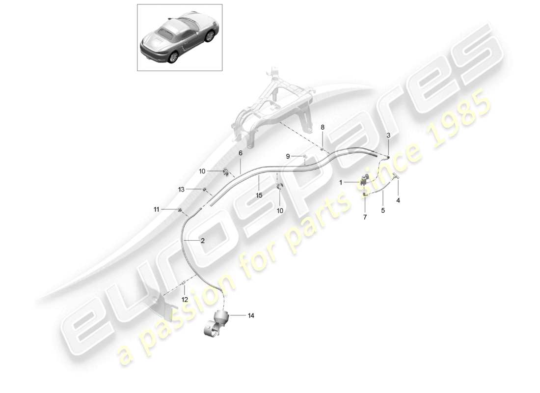 porsche 2026 (718 boxster) sistema di scarico unità di controllo della valvola di scarico sportiva schema delle parti