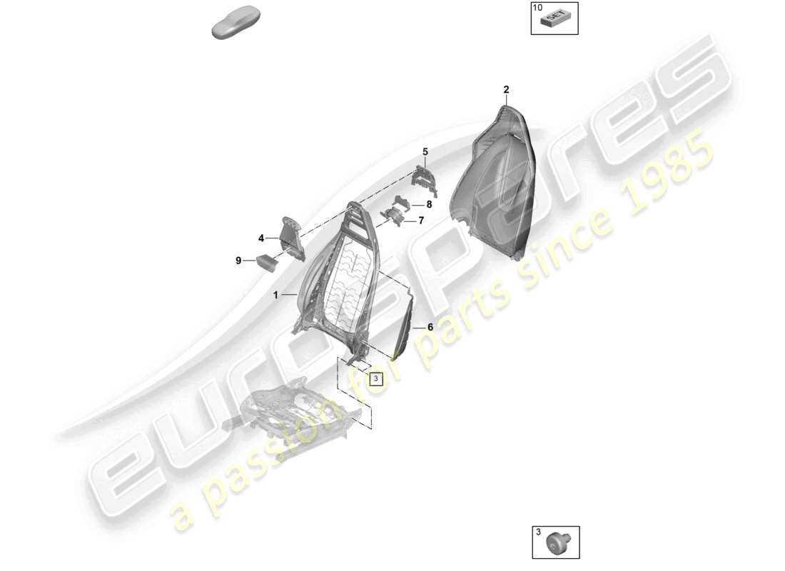 porsche 2024 (panamera 976) telaio dello schienale rivestimento dello schienale sedile comfort sedile sportivo schema delle parti