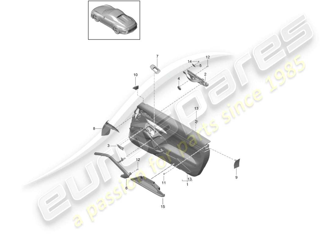 porsche 2021 (991-2 r/gt3/rs) pannello porta accessori per veicoli con rivestimento in pelle pannello di rivestimento per rivestimento porta in alluminio spazzolato nero speedster schema ricambi