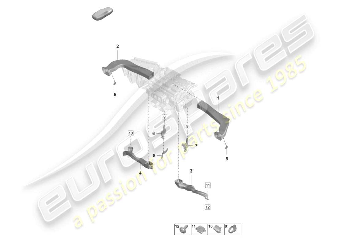 porsche 2021 (panamera 971-2) guida dell'aria cruscotto dell'aria condizionata diagramma delle parti