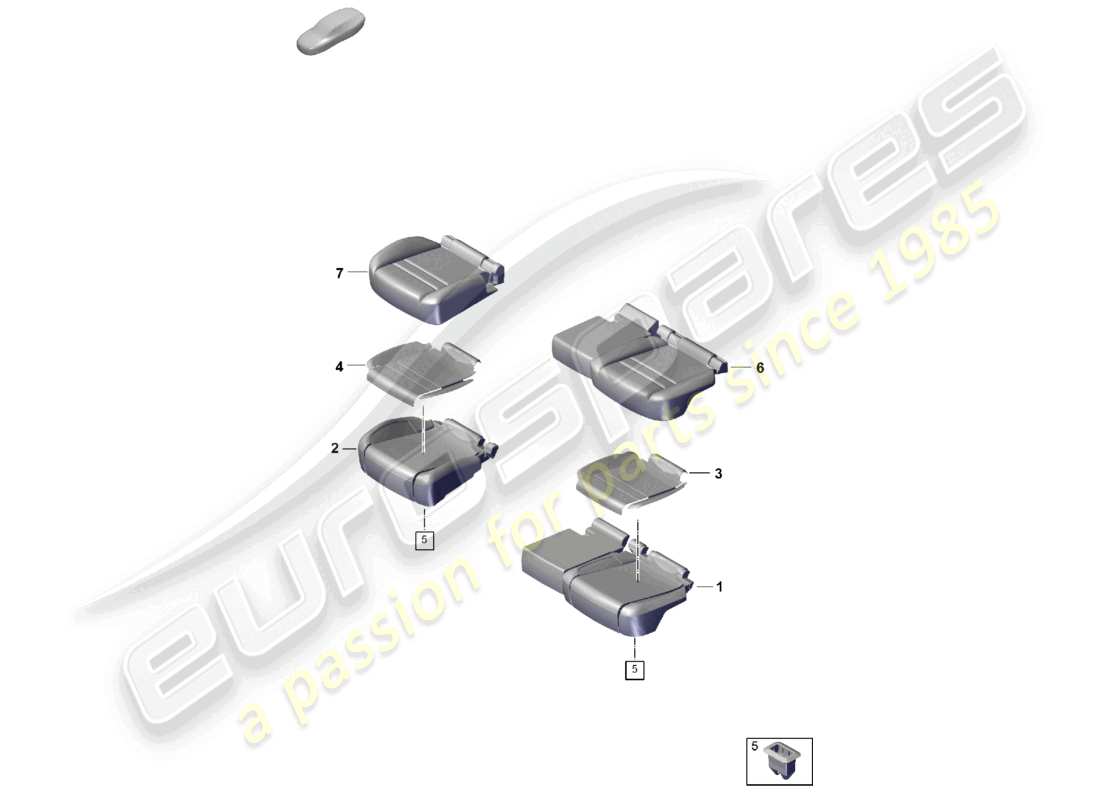 porsche 2026 (cayenne e3 pa) parte in schiuma cuscino del sedile posteriore coprisedile schema delle parti