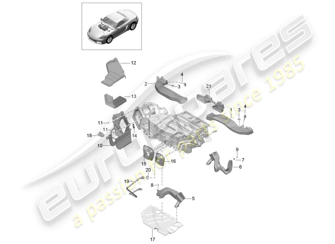 porsche 2023 (718 boxster) diagramma delle parti guida aria