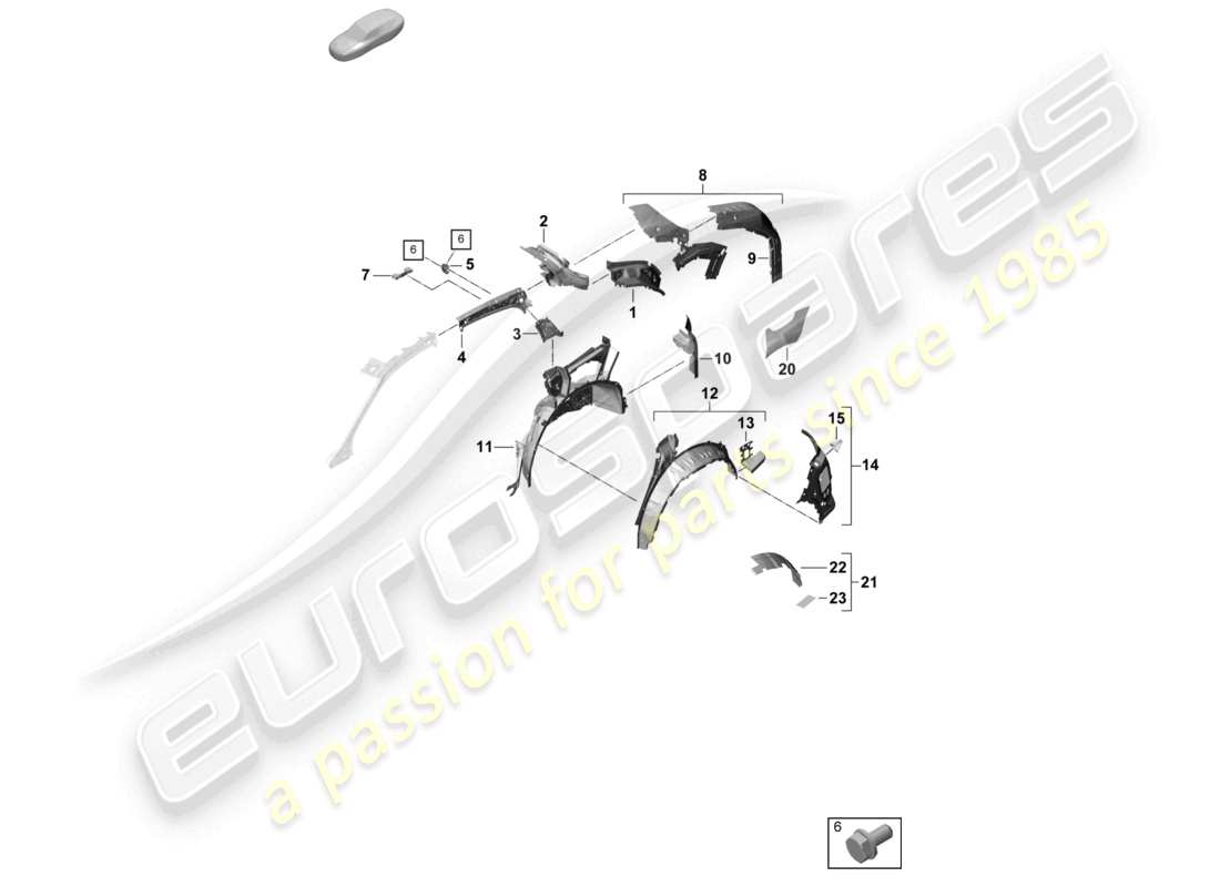 porsche 2025 (cayenne e3 pa) parte laterale posteriore, diagramma interno della parte coupé