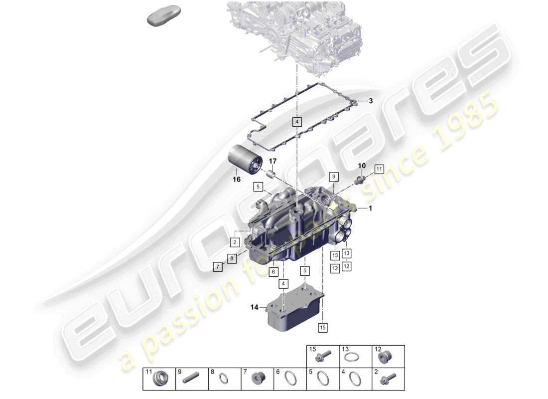 porsche 2021 (718 boxster spyder) motore (olio press./lubr.) filtro olio scambiatore di calore alloggiamento conduttore olio diagramma delle parti