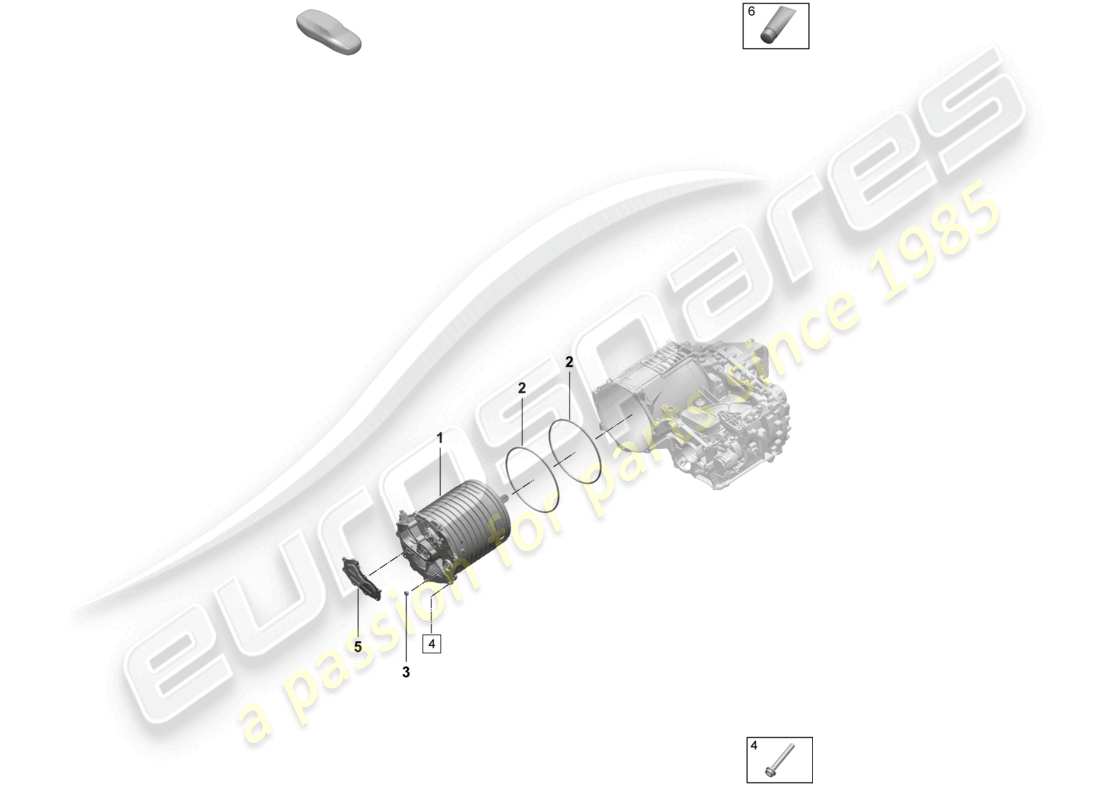 porsche 2025 (macan-e) motore di trazione per azionamento elettrico unità rotore assale posteriore diagramma delle parti