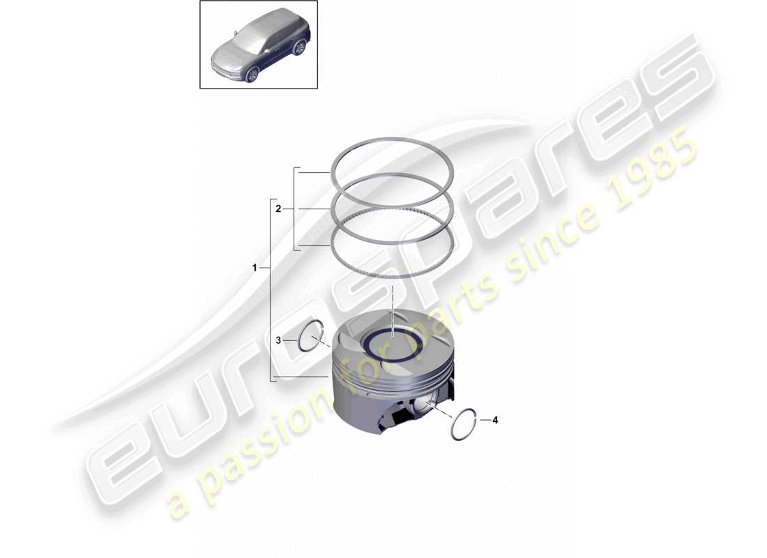 porsche 2021 (cayenne e3 9ya/9yb) pistone completo anello pistone diagramma delle parti