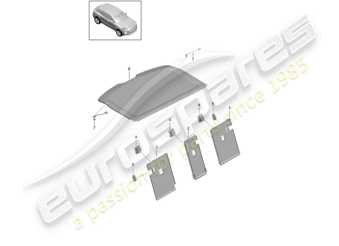 porsche 2021 (macan) copertura pannello posteriore tappo di copertura copertura per bagagliaio schema delle parti
