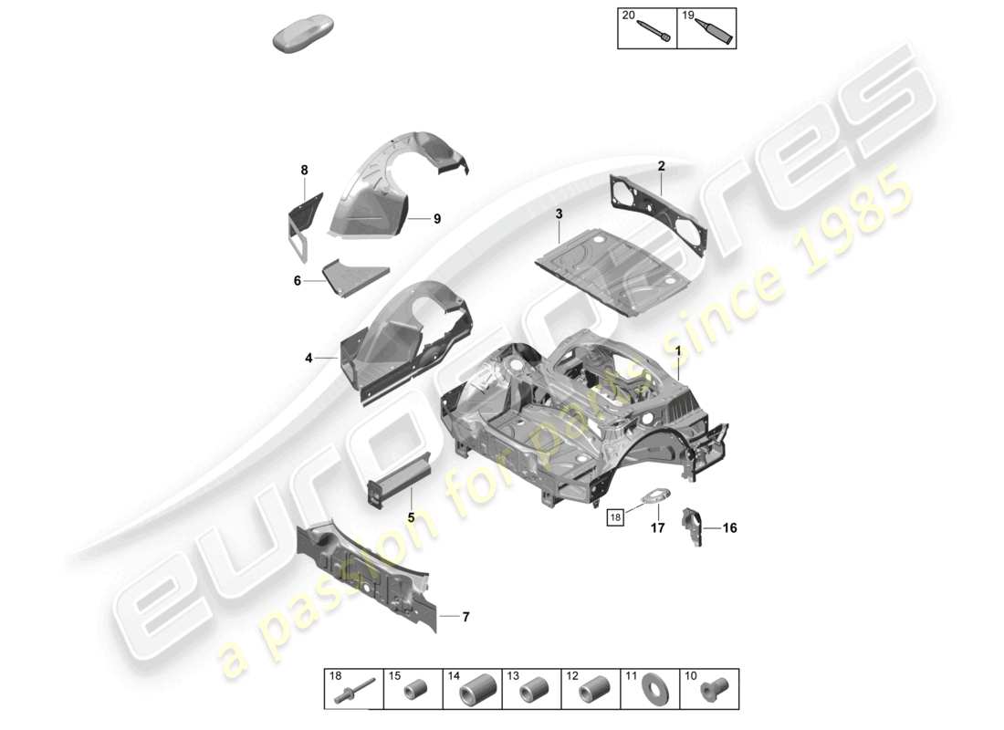 porsche 2021 (718 cayman gt4) estremità posteriore diagramma delle parti