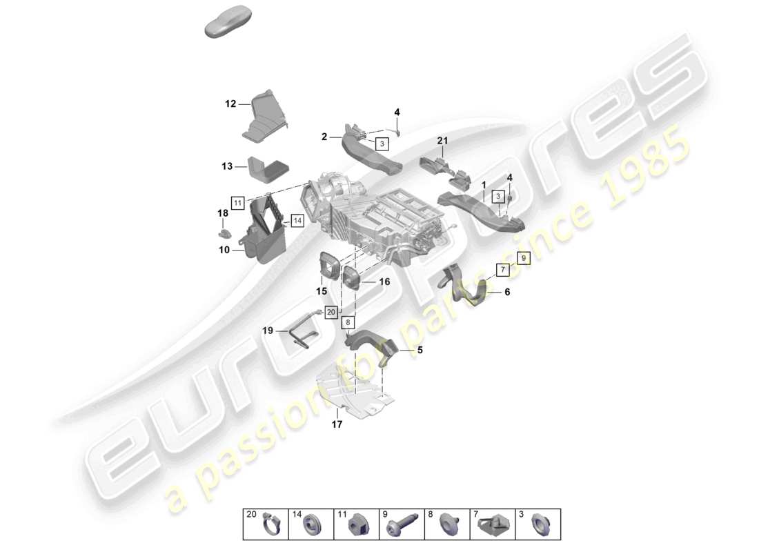 porsche 2021 (718 cayman gt4) diagramma delle parti guida aria
