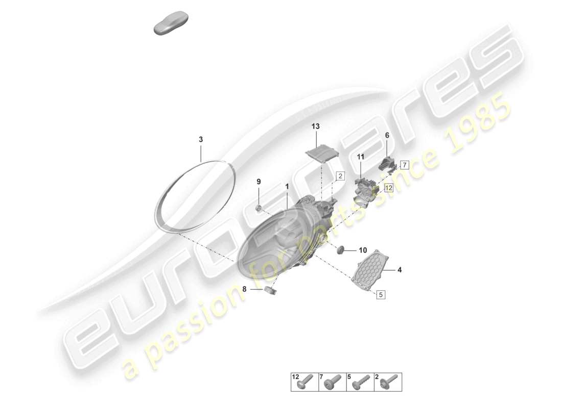 porsche 2022 (992-1 gt3/rs/st) faro a led diagramma delle parti