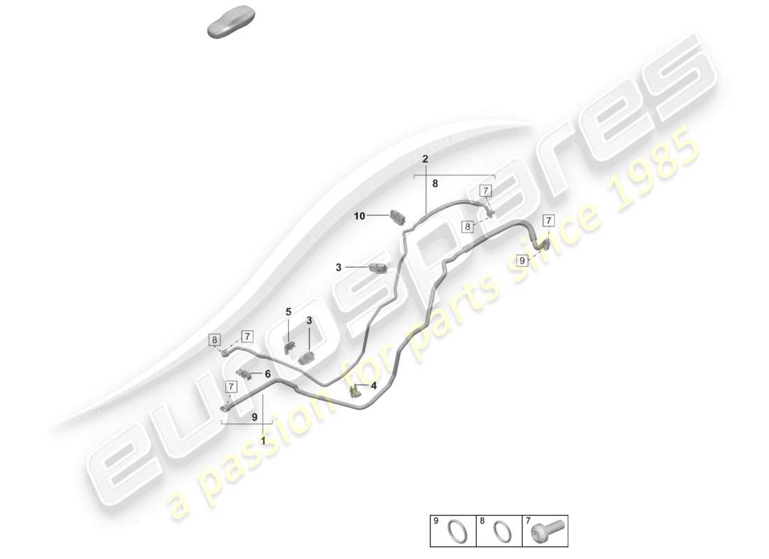 porsche 2026 (992-2 gt3) schema delle parti della linea refrigerante posteriore dell'aria condizionata