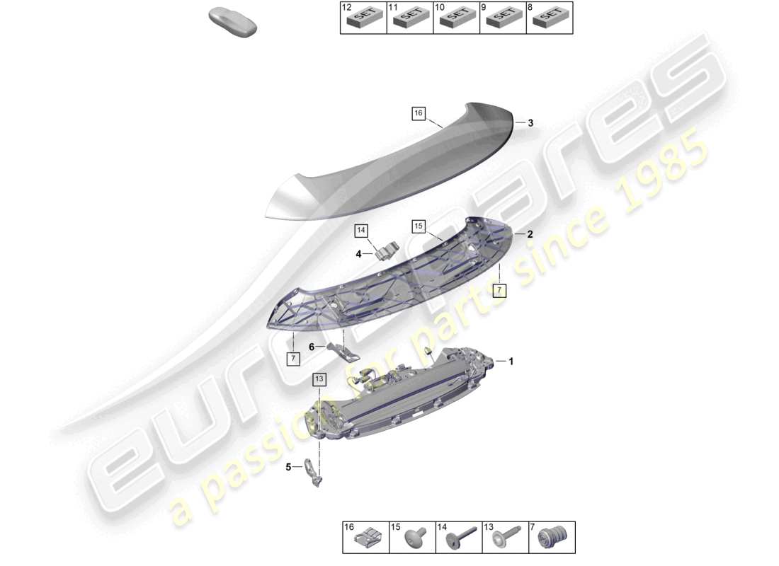 porsche 2024 (992-2) schema delle parti spoiler posteriore