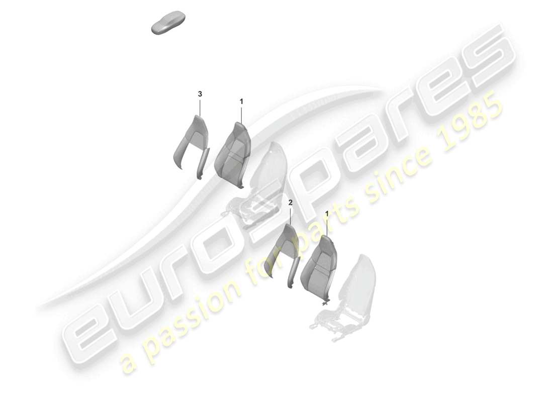porsche 2020 (992-1 turbo / s) parte in schiuma copertura dello schienale del sedile sportivo diagramma delle parti