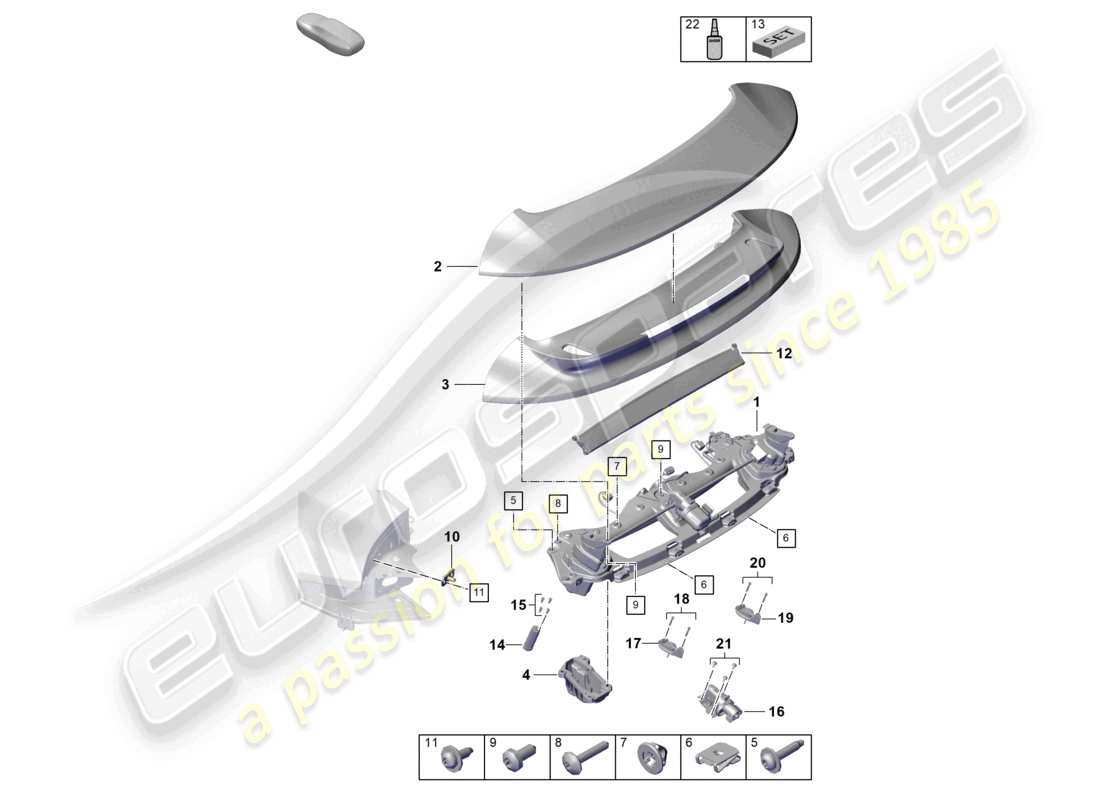 porsche 2026 (992-2 turbo / s) schema delle parti spoiler posteriore