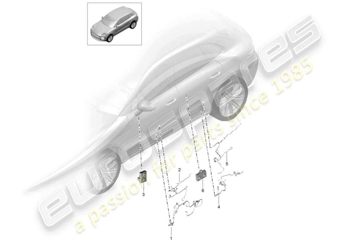 porsche 2021 (macan) set di cavi unità di controllo porte per veicoli con sistema audio bose schema dei componenti