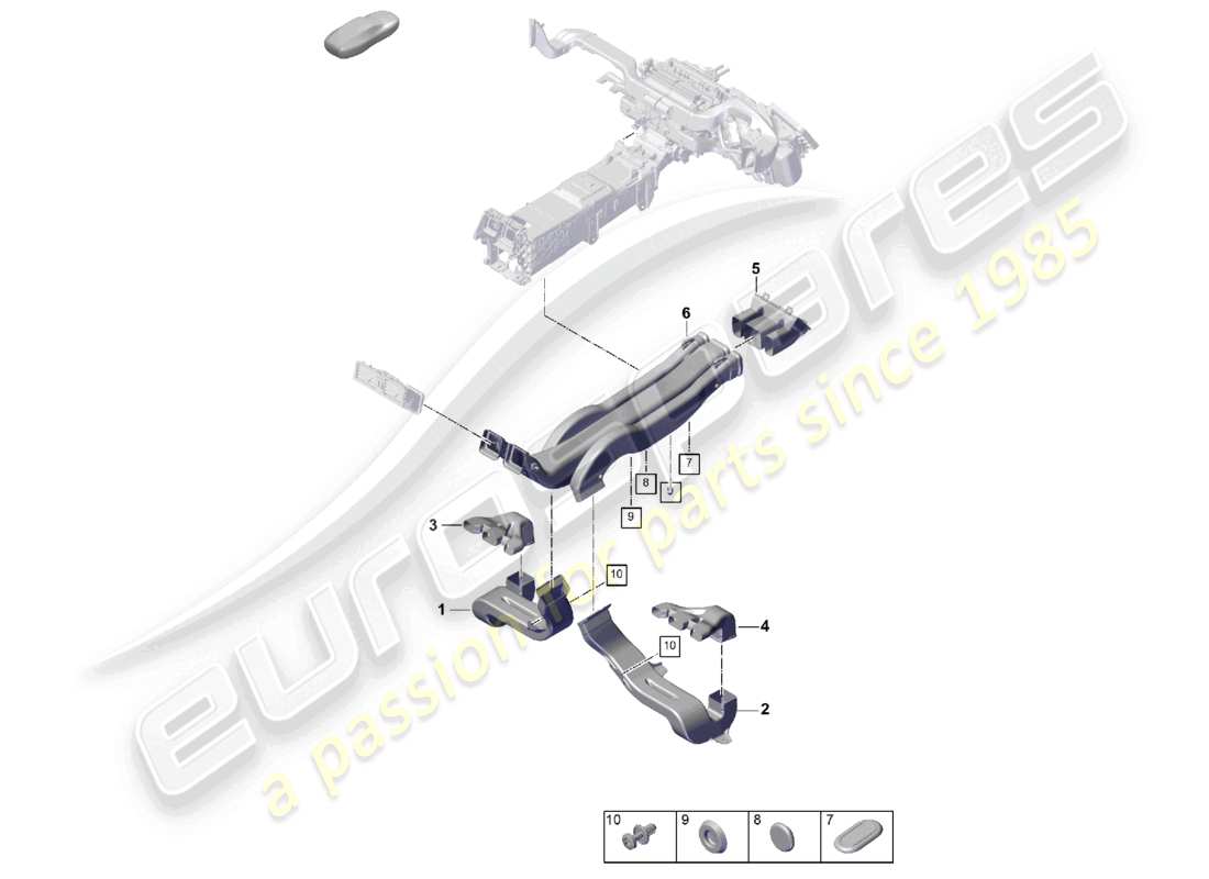 porsche 2023 (cayenne e3 pa) aria condizionata guida dell'aria abitacolo schema delle parti