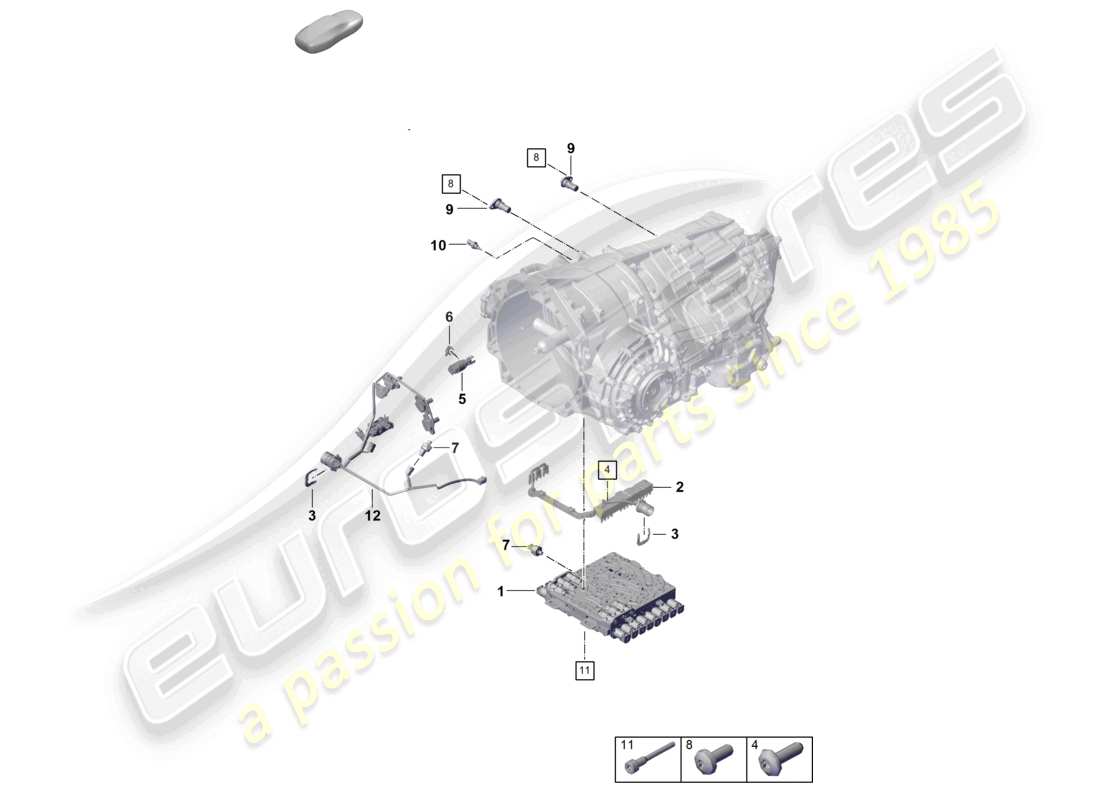 porsche 2024 (992-2) 8-speed cambio a doppia frizione - pdk - per veicoli con trazione ibrida sensori schema delle parti