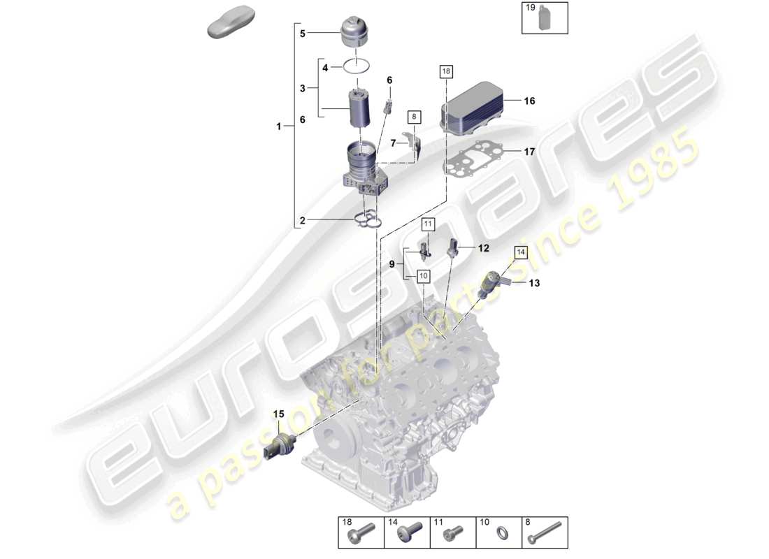 porsche 2026 (cayenne e3 pa) filtro dell'olio console radiatore dell'olio diagramma delle parti