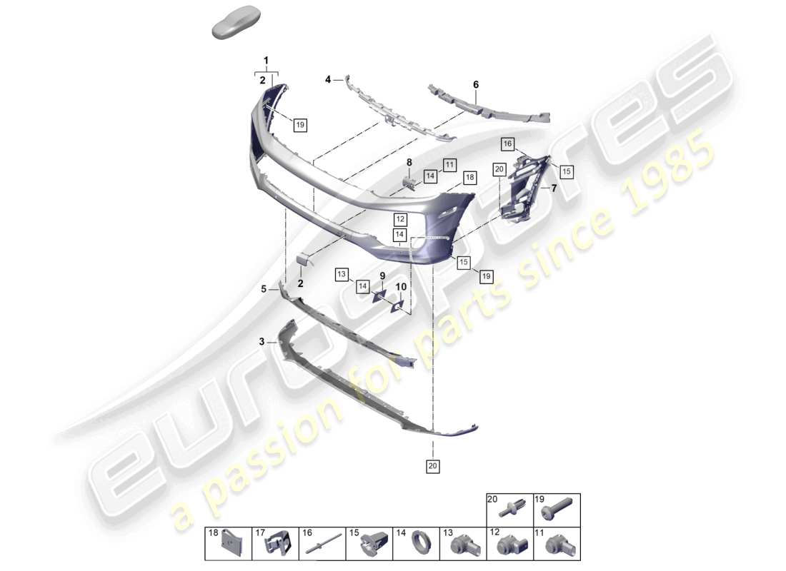 porsche 2023 (cayenne e3 pa) paraurti diagramma delle parti