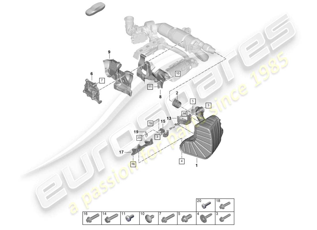 porsche 2024 (992-2) silenziatore per sistema di scarico sportivo schema delle parti